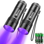 Kizplays UV Flashlights, 2 Pack Black Light Flashlights with 12 LED and 395 nm Black Light for Pet Urine and House Stains Detecting, 6 AAA Batteries Included
