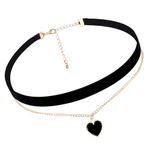 Yolev Black Velvet Choker Necklace Elegant Heart Pendant Chokers Necklaces Adjustable Layered Necklaces Gothic Jewelry Accessories for Women Girls