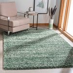 Tauhid Carpet Handwoven Shag Collection Modern Abstract Non-Shedding Area Rug Carpet 2x5 feet Runner Green Multi.