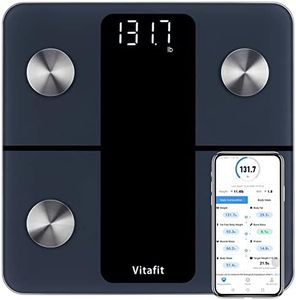 Vitafit Smart Bathroom Scales, Weight Scale Professional Factory Since 2001, App Sync 13 Body Composition Analyzer Including BMI, Body Fat and Muscle, LED Display, 180kg, Black