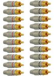 EEEKit 20Pack RCA Male Plug Solder, Gold Audio Video Adapter Connector for Speaker Wire Wall Plate Home Theater Audio Video Receiver Amplifiers Sound Systems