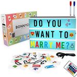 BONNYCO A4 Cinema Light Box Colour Changing with 400 Letters, Symbols & Emojis, Remote Control & 2 Markers Led Light Box 16 Colours Intensities & Programmes | Light Up Letter Board Novelty Gifts