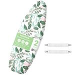 KINGRACK Ironing Board Cover with Extra Thick 7mm Padding, 100% Cotton Covers Easy-Fit for Protecting Ironing Board Size Up to 134 x 45 cm - Green