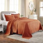 SUPERIOR Jacquard Matelasse 100% Cotton Basketweave 3-Piece Bedspread Set - King, Mandarin