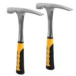 KOHAND 2 Pack Rock Pick Hammer, 16 oz Geological Hammer with Non-Skid Handle, 12 Inch Drop Forged Geology Brick Fossil Masonry Hammer with Pointed Tip and Shock Reduction Grip for Mining