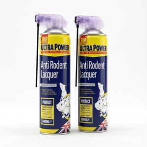 2 x The Big Cheese Ultra Power – Anti Rodent Lacquer Dual Action Aerosol – Rat Deterrent & Mouse Repellent, Peppermint Oil Spray - Professional Prevention of Rodent Damage – 6 Months Protection 500ml