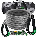 Rhino USA Kinetic Recovery Tow Rope Heavy Duty Offroad Snatch Strap for UTV, ATV, Truck, Car, Tractor - Ultimate Elastic Straps Towing Gear - Guaranteed for Life! (7/8" x 20' Gray)