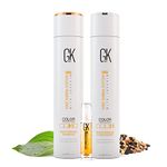 GK Hair Global Keratin Moisturizing Shampoo And Conditioner 300ml With Free Argan Oil Serum 10ml For Hydration Color Protection Dry Frizzy Damaged Hair - Sulfate Paraben Free