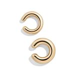 Obidos 14K Gold Plated Cubic Zirconia Sparkling Round Huggie Ear Cuff Gold Earrings for Women | Clip On Cartilage | Ear Cuffs for Non Pierced Ears Cartilage Earrings, Brass