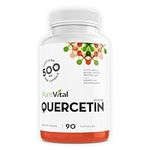 PlantVital Quercetin 1000mg Per Day - Quercetin supplements as a potent source of Antioxidant and Blood Vessel Protection - Made in Canada - Easy to swallow - 45 Days Supply - 90 Vegan Capsules.