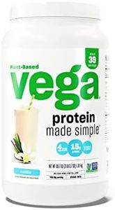 Vega Protein Made Simple Protein Powder, Vanilla - Stevia Free, Vegan, Plant Based, Healthy, Gluten Free, Pea Protein for Women and Men, 2.2 lbs (Packaging May Vary)