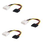 Technotech 3 Quantity X 6Inch 4 Pin Molex To SATA Power Cable Adapter