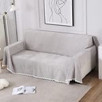 HOKIPO Chenille Sofa Cover Thick And Soft Throw 3 Seater, 180 (D) X 300 (L) Cm (Ar-4645-N1), Grey