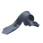 Trimming Shop Skinny Neck Tie Light Grey Soft Satin Polyester Unisex Slim Necktie for Casual Formal Wear, Weddings, Prom, Celebration, Parties, Gatherings, Events