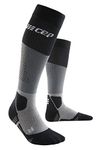 CEP - Men's HIKING MERINO SOCKS MAX CUSHION | Compression anti blister knee high hiking socks, merino socks Grey/Black | L