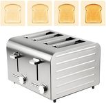 Commercial Toaster 2/4/6 Slices, Stainless Steel Toasters With 7 Browning Levels, Frozen/cancel/reheat Function, Removable Crumb Tray, Auto Pop-up, Independent & Extra Wide Slots With High Lift