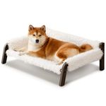 MEWOOFUN Elevated Raised Dog Sofa Bed - Breathable Pet Bed with Removable Washable Cover, Dog Beds for Large Medium with Anti-Slip Bottom, 87x63x28cm, White