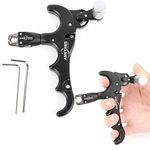 wolfman Archery Bow Release Aid 4 Fingers Aluminum Alloy Compound Bow Release Aids Automatic Thumb Trigger Caliper Grip for Bow Hunting Accessories (Black)