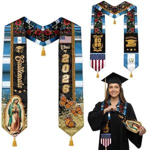 ZINYAM Reversible Guatemalan American Graduation Stole with Gold Tassels Guatemala Flag Class of 2026 Grad Sash for High School and College