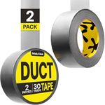 Duct Tape Heavy Duty Waterproof - Silver Tape 90 Ft x 2 In - 2 Roll Pack - Flexible, No Residue, Strong, Easy Tear and All-Weather Tape - Waterproof Tape for Outdoor Use, Home Tasks, Prepping Supplies