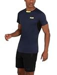TCA Men's Atomic Quick Dry T Shirt, Gym Sports Running Top for Men, Lightweight Breathable Moisture Wicking Active Athletic Short Sleeve Shirt - Navy Eclipse, XXL