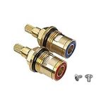 2PCS Replacement Tap Valves Brass Ceramic Stem Disc Cartridge Faucet Valve Quarter Turn 1/2" for Bathroom Kitchen Tap (1 Pair Hot & Cold)