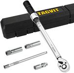 TAGVIT 3/8 Inch Drive Click Torque Wrench Set, (5-45 ft.-lb./6.8-61.2Nm) Dual Direction Adjustable Torque Wrench with Spark Plug Socket, Extension Bar and Universal Joint for Bicycle Motorcycle Car