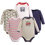 Luvable Friends Baby Boys Bodysuits, Speedy Long Sleeve 5 Pack, 6-9 Months (Pack of 5)