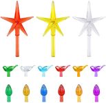 ESTUSR 108 Pieces Ceramic Christmas Tree Replacement Lights, Plastic Light Bulbs in Star Bird Twist Shape for Christmas Tree Decoration, Assorted Colors