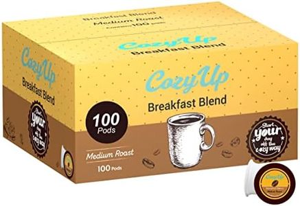 Cozy Up | 100 unités | Dosettes de café à portion individuelle à torréfaction moyenne pour petit-déjeuner compatibles avec les cafetières Keurig K-Cup