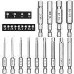 MulWark Hex Head Allen Wrench Drill Bit Set 13pcs Precision Metric S2 Steel – Magnetic Bits with Corrosion Resistance 1/4" Allen Key Bit Set