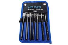 US Pro 7 Piece Punch and Chisel Set Chrome Vanadium in Canvas Pouch B1999