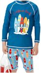 Winzik Toddler Boys' Dinosaur Swimwear Sets, Boy Rash Guards, Kids Bathing Suit Two Piece Sunsuit 2-7 Year, (Long Sleeve-4, 4-5T)