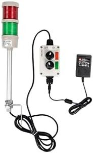 ANDONT 2 Stack Super Bright LED Andon Tower Lights with Buzzer, Off-ON or Flash,16 ft Extension Cord, 6 ft Industrial Adapter, Plug Play Ready