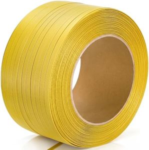ZOOFOX Poly Strapping Roll, Plastic Pallet Strap Coil, Yellow Banding Strap for Pallet, Packaging and Box Shipping, 2297ft x 1/2" x 0.04", 300 lbs Break Strength