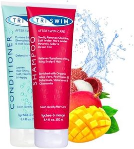 TRISWIM - Pacchetto per la Cura dei Capelli per la Rimozione del Cloro, Shampoo Idratante Per la Rimozione Cloro, Balsamo Capelli Per Nuotatori, Trattamento Anti Cloro per Nuotatori (250+251ml)