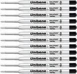 Unibene Parker Compatible Ballpoint Refills 12 Pack,1.0mm Medium Point-Black, Smooth Writing Replaceable German Ink Tactical Pen Refills for Parker Ballpoint/UZI Pen