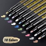 Metallic Marker Pens, XSG Set of 10 Colors Paint Markers for black paper,Rock Painting, Card Making,DIY Photo Album, Scrapbook Crafts, Metal, Wood, Ceramic, Glass (Medium tip)