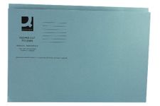 Q-Connect Square Cut Folder Medium Weight Foolscap KF01191, 250 g - Blue, Pack of 100