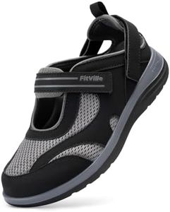 FitVille Women's Diabetic Shoes Extra Wide Width Diabetic Sandals for Women, Diabetic Walking Shoes Adjustable Closure Arch Support Orthopedic Shoes for Swollen Feet Plantar Fasciitis