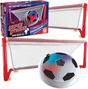 MindWare Super Striker Hover Soccer Ball Set - Indoor Soccer for Kids Ages 3 and Up - Flashing LED Lights - USB Charger - Includes 2 Sturdy Nets for 1 or 2-Player Indoor Games for Kids 8-12
