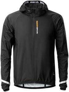 ROCKBROS Cycling Rain Jacket Mens Rain Jackets Waterproof with Hood Windbreaker Cycling Rain Gear Lightweight Reflective