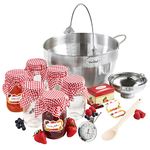 VonShef Jam Making Kit, Includes 6 Jam Jars with Lids, Induction Hob Safe Maslin Pan, Thermometer & Spoon, For Homemade Jams, Chutneys & Preserves