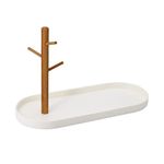 Shinpuru Key Tray & Key Bowl, Jewelry Tray with Wood 3-Tier Hanging Organizer - Multi-Functional Entryway Tray, Perfect for Key Bowl, Valet Tray, Ring Holder, Jewelry Dish Organize (White Oval)