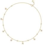 AINUOSHI 7 Stars Choker Necklace CZ Cubic Zirconia 18k Gold and Silver Star Necklaces for Women Adjustable (16.5")