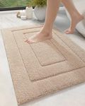 DEXI Bathroom Rug Bath Mat Non Slip Absorbent Soft Carpet for Tub Shower Room Bathroom Machine Washable Bath Rug 20"x32" Beige