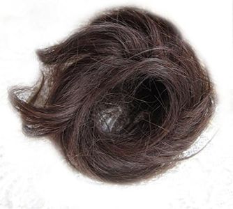 Remeehi Real Human Hair Bun Extension Donut Chignon Scrunchie Bun Up Do Hair Pieces Wavy Curly or Messy Ponytail Extension Dark Brown