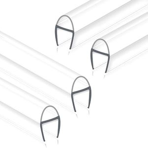 Dzhuywer Frameless Shower Door Seal Strip 4 Pack x 78 Inch U for 1/4" Thick Glass Shower Door Side Seal Strip Bottom Seal Door Sweep Ultra Clear Polycarbonate, Stop Shower Leaks Create A Water Barrier