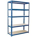 G-Rack G-Rack Garage Shelving Units - 180 x 90 x 45cm - Heavy Duty Racking - Shelves for Storage - 5 Bay - Blue - 5 Tier - 875KG Capacity (175KG Per Shelf) - Workshop, Shed, Office - 5 Year Warranty, 1 Bay, 0024
