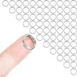 HOLAILS 100PCS Small Double Open Jump Rings Stainless Steel Small Key Rings Split Rings for Dog ID Tag Ring or Craft Decoration connecting accessories to a larger keyring Conecter(0.47 inches, silver)